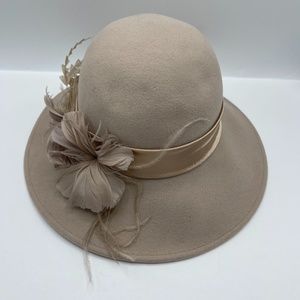 Josette Feather Felt Downbrim Cloche - Riverstone